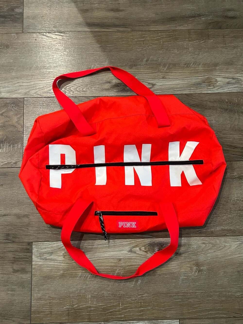 Victoria's Secret PINK Coral Red Logo Duffle Gym Travel Bag